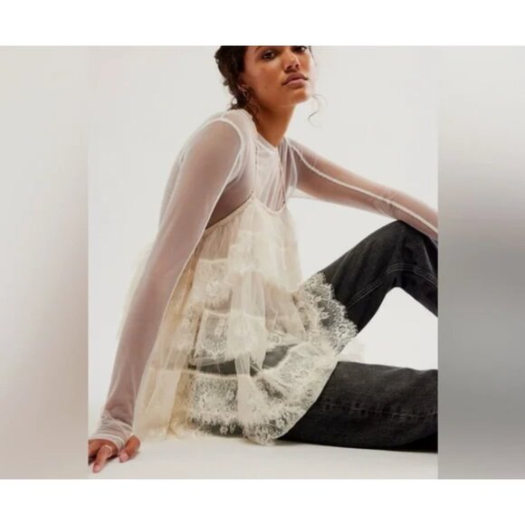 Free People Last Layering Long Sleeve Top MEDIUM NWT - Picture 1 of 9